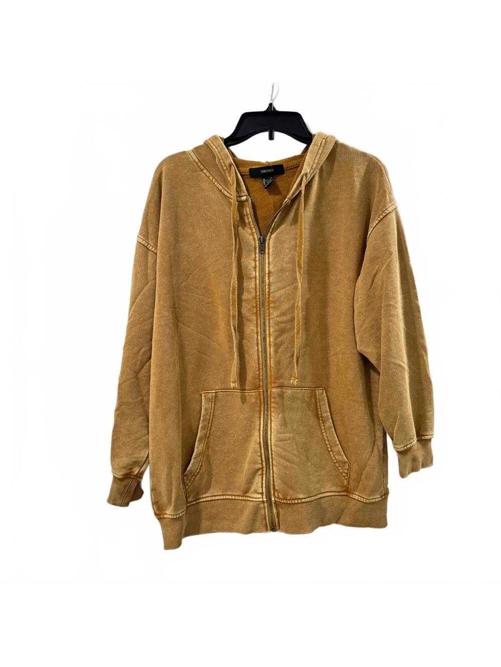 Forever 21 Brown Oversized Full Zip Hoodie Jacket Baggy Streetwear Small
